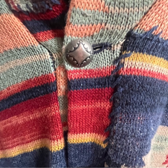 Vintage 90s POLO RALPH LAUREN XL Cardigan Southwest Aztec Navajo Silk Patchwork - Picture 8 of 12